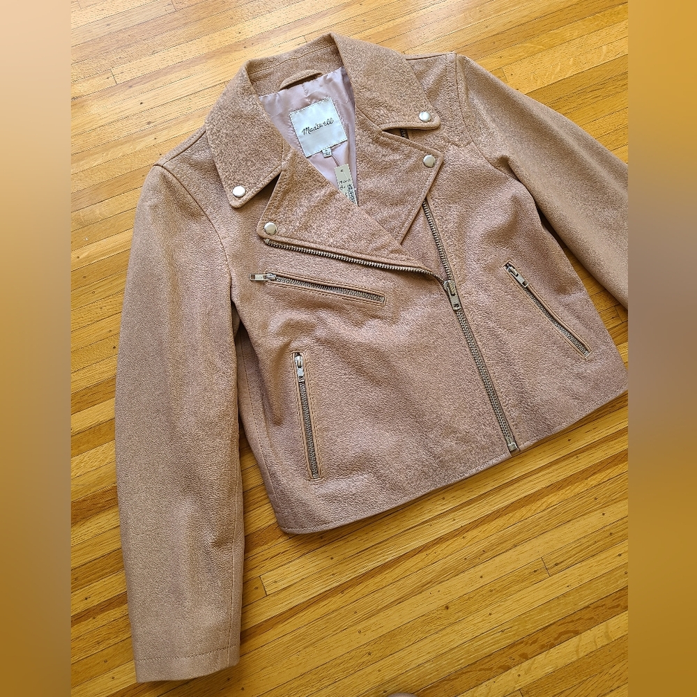 Madewell Shruken Moto Jacket Pale Cement sz Medium